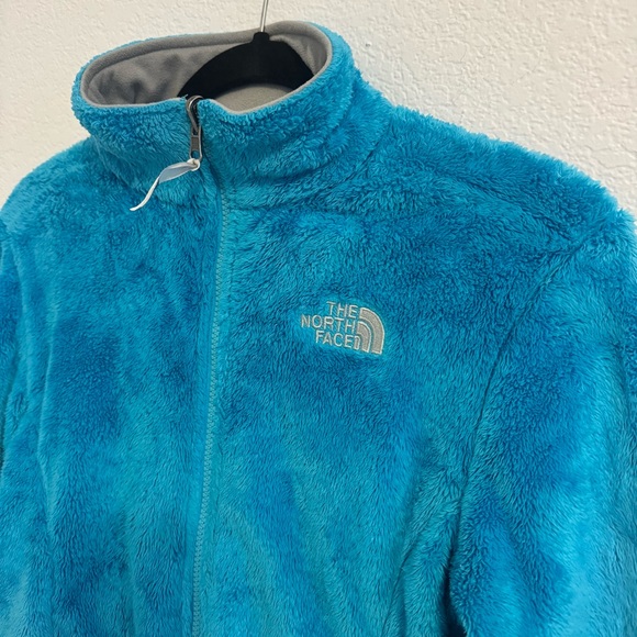 The North Face Blue Teddy Jacket Plush Fleece Stand-Up Collar - Picture 3 of 13